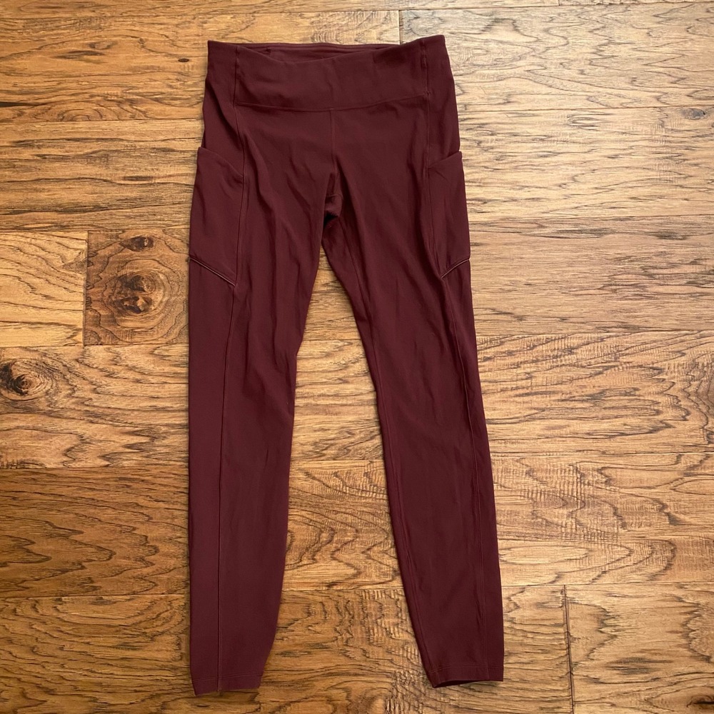 Lululemon Speed Up Tight Burgundy Running Leggings Pockets 25 Inch Inseam